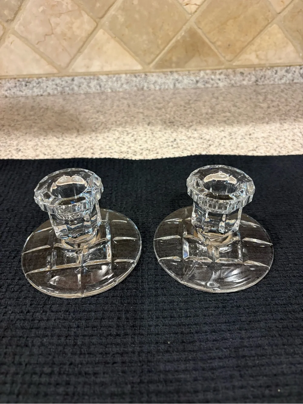 Pair of vintage crystal candlestick holders